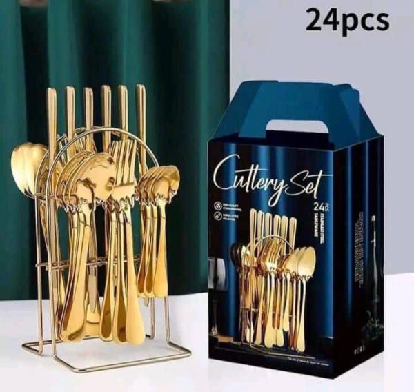 24pcs gold cutlery set